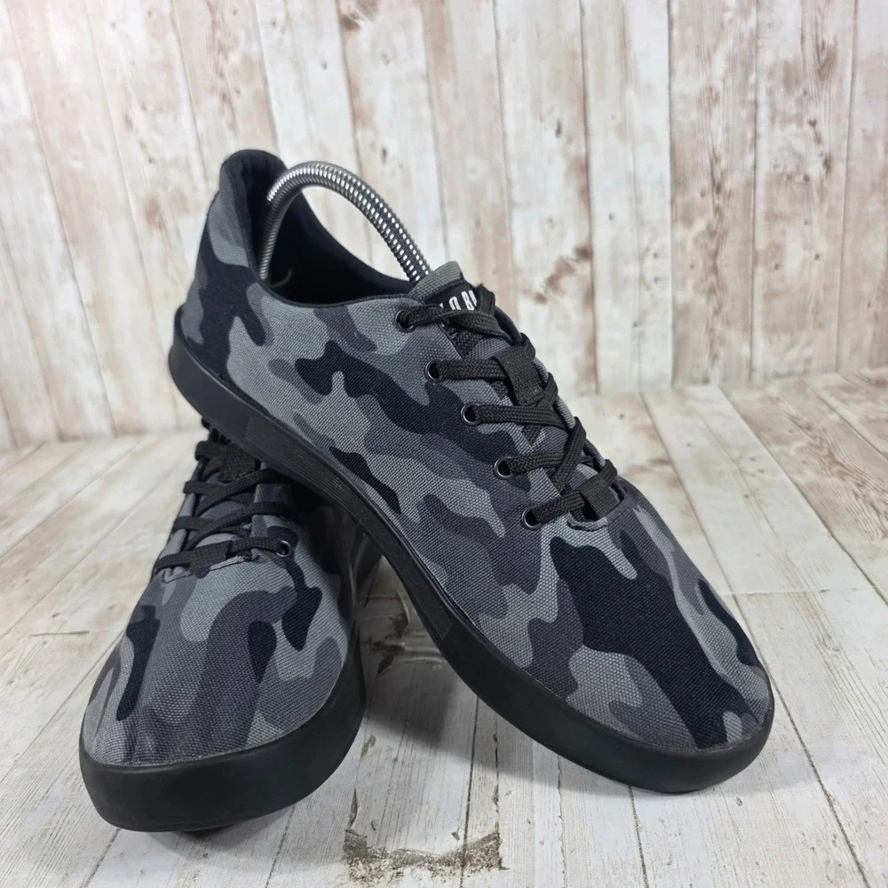 NOBULL Black Grey Camo Canvas Trainer Shoes Womens 11.5 Mens 10 Low Top Sneakers